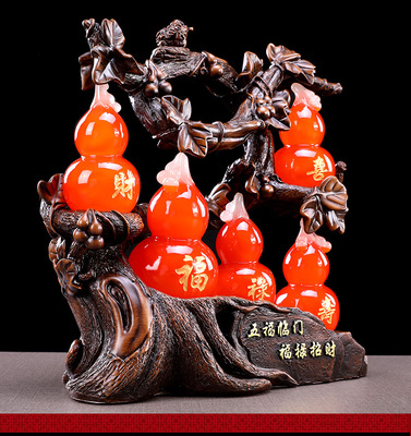 湯河店樹脂仿玉工藝品 招財葫蘆擺件，點綴家居新風尚